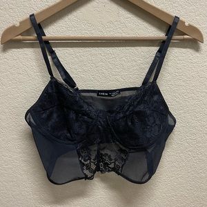🛍3/$15🛍 SHEIN Sheer Lace Bralette size L 8/10 Black EUC